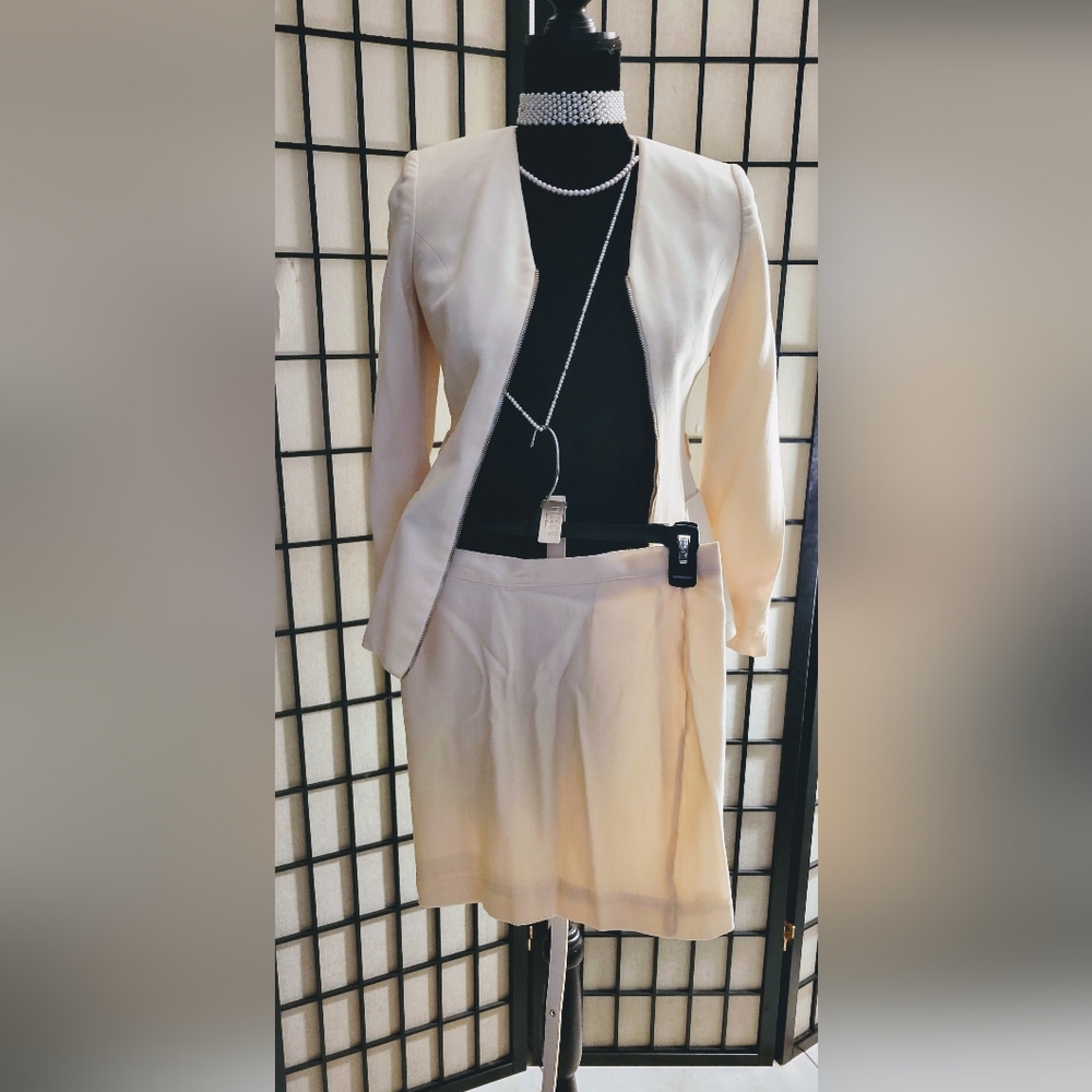 Versus By Versace Cream Two-Piece Blazer and Skirt Set